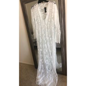 White lace beach cover up